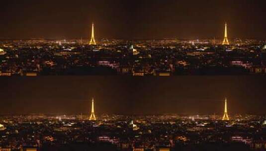 埃菲尔铁塔在夜间照亮高清在线视频素材下载