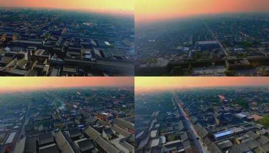 航拍城市上空的景象高清在线视频素材下载