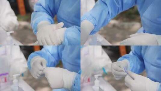 上海疫情下防疫人员核酸检测排队做核酸高清在线视频素材下载