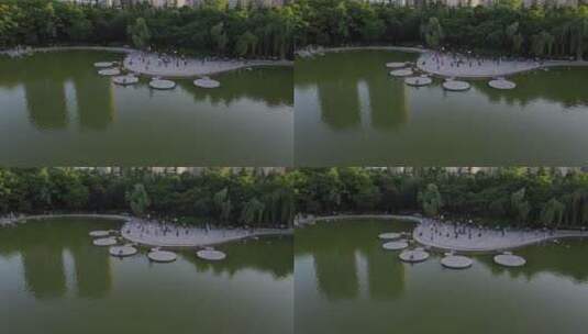 西安丰庆公园城市居民广场舞2高清在线视频素材下载