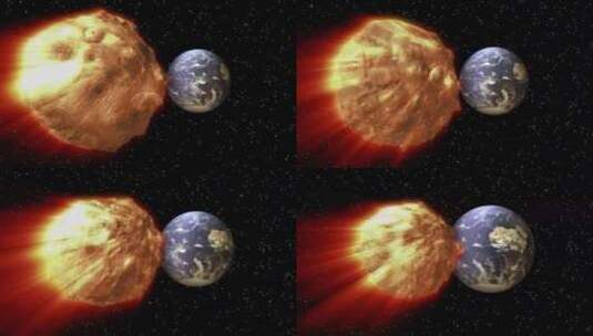 小行星撞击地球的动画高清在线视频素材下载