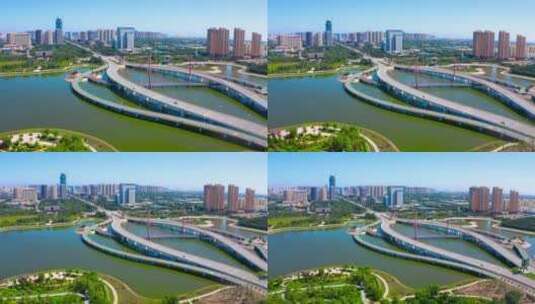 庆阳市彩虹桥航拍高清在线视频素材下载
