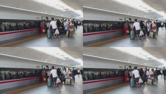 乘客进入高铁列车高清在线视频素材下载