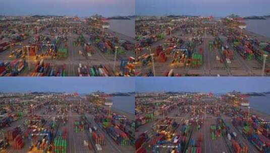 厦门航拍厦门港码头夜景高清在线视频素材下载