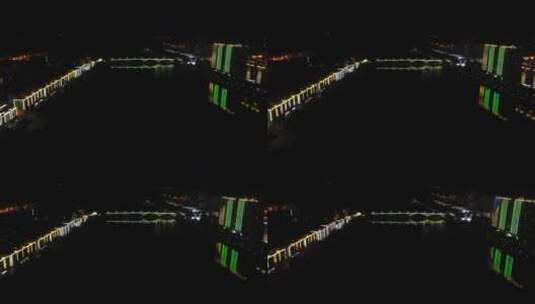 湖南益阳城市地标建筑桥梁夜景航拍高清在线视频素材下载