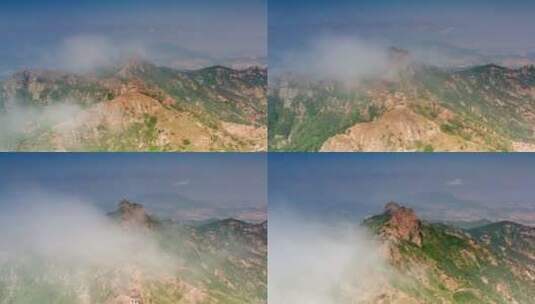 山东丘陵 航拍马耳山 穿云破雾高清在线视频素材下载