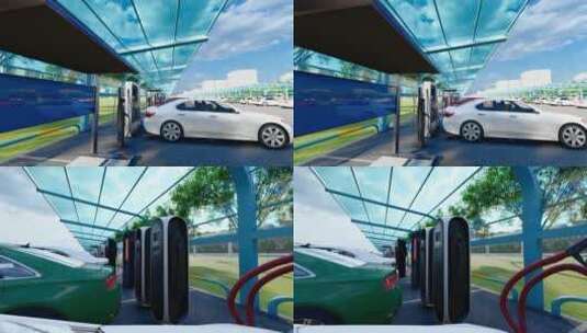 4K 新能源客车用充电桩充电高清在线视频素材下载