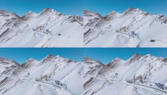 蓝天下的冬季夹金山红军长征翻越的雪山高清在线视频素材下载