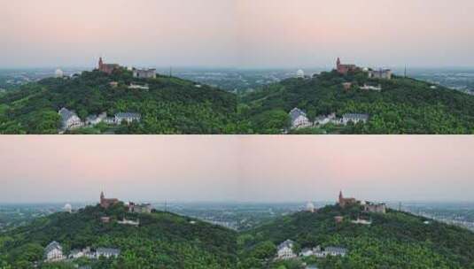 日落风光上海佘山国家森林公园山顶教堂高清在线视频素材下载