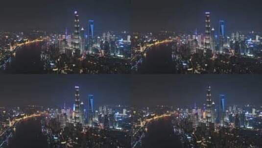 4K上海夜景航拍高清在线视频素材下载