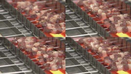 烧烤电烤炉烤串美食高清在线视频素材下载