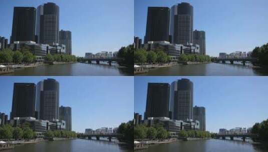 蓝天下的城市高楼建筑高清在线视频素材下载