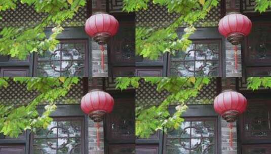 红灯笼传统中式建筑岭南园林佛山顺德清晖园高清在线视频素材下载
