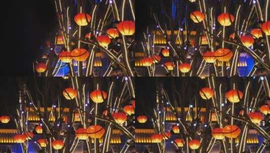 新春新年元宵节临沂沂州古城游客观赏花灯高清在线视频素材下载
