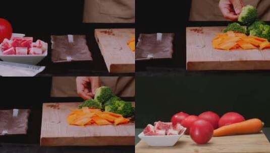 下面条捞面煮面配菜 番茄牛腩面条制作过程高清在线视频素材下载