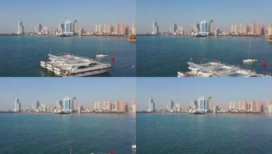 青岛栈桥海滨风光航拍4K视频高清在线视频素材下载