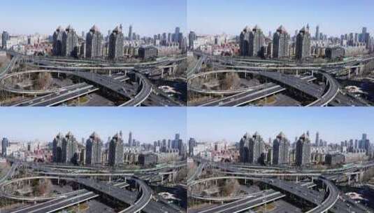 4K实拍济南燕山立交桥经十路城市道路交通高清在线视频素材下载