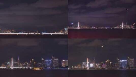 杭州钱塘江钱江三桥夜景4K视频素材高清在线视频素材下载