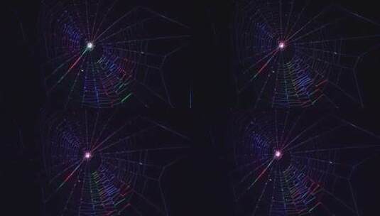 夜光下的七彩蜘蛛网高清在线视频素材下载