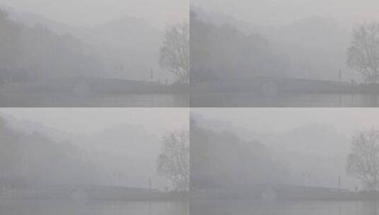 杭州市西湖景区初冬清晨晨雾高清在线视频素材下载