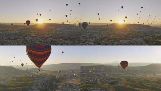 日出、日落、热气球高清在线视频素材下载