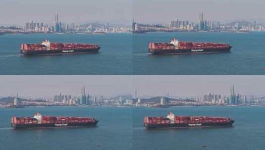 青岛胶州湾轮船高清在线视频素材下载