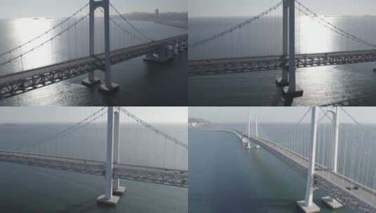 航拍星海湾跨海大桥日落4k视频高清在线视频素材下载