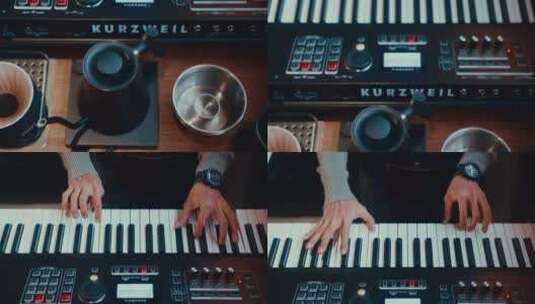 【6K超清】男生弹电子琴音乐演奏键盘手高清在线视频素材下载