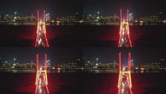 航拍江西南昌八一大桥夜景高清在线视频素材下载