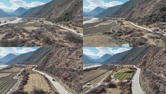 西藏派墨公路雪山河流航拍709高清在线视频素材下载