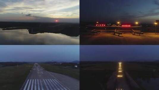 九华山机场夜景高清在线视频素材下载