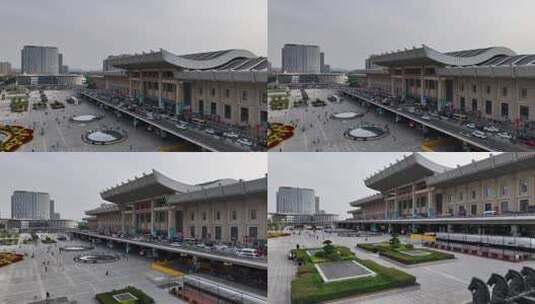 济南西站站前广场建筑航拍高清在线视频素材下载