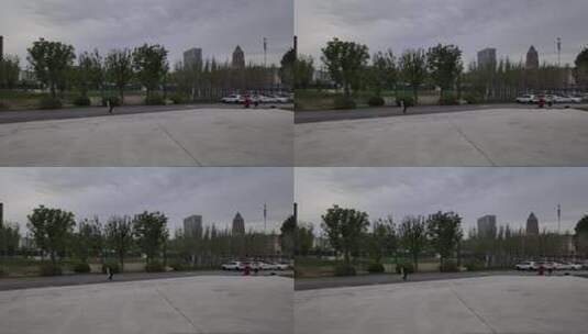 淄博高新区文体公园航拍高清在线视频素材下载