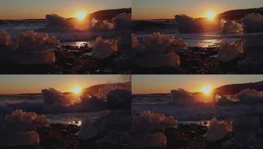 夕阳下的冰岛高清在线视频素材下载