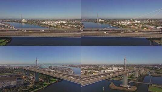 城市航拍墨尔本西门大桥车流交通澳大利亚高清在线视频素材下载