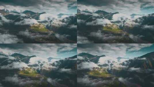 云南风光云层下山区民居怒江大峡谷风景高清在线视频素材下载