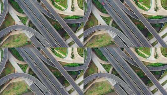 高速公路高架桥立交桥俯拍鸟瞰高清在线视频素材下载