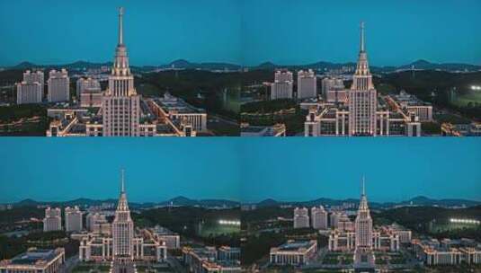 深圳北理莫斯科大学日落夜景航拍高清在线视频素材下载