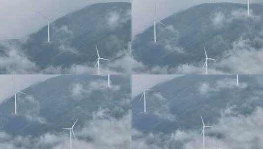风力发电风车遇上云海高清在线视频素材下载