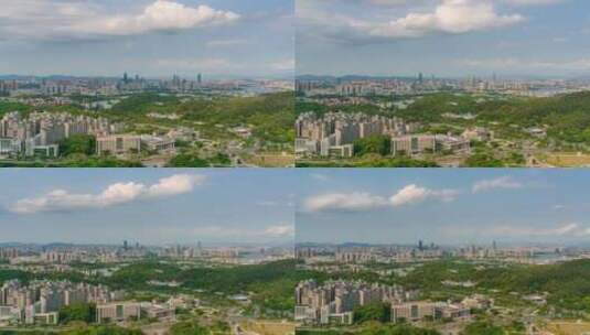 【4K超清】惠州高榜山顶望惠城区蓝天白云高清在线视频素材下载