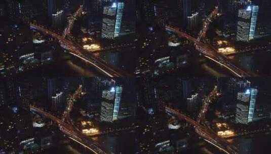 广州城市交通夜景航拍高清在线视频素材下载