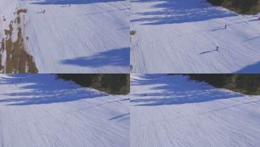 空中航拍滑雪者滑雪高清在线视频素材下载