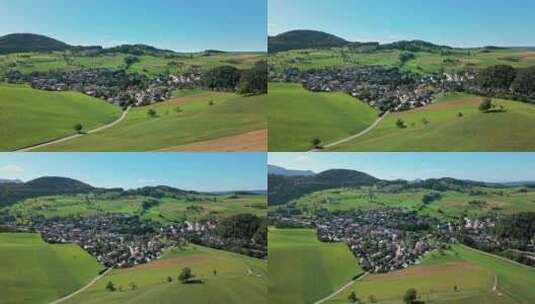 瑞士一个村庄的鸟瞰图。这个村庄叫尼德多夫。高清在线视频素材下载
