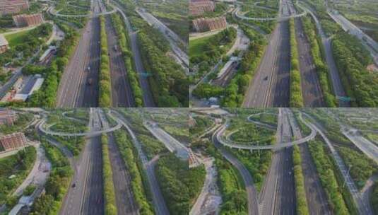 航拍高速公路景观高清在线视频素材下载