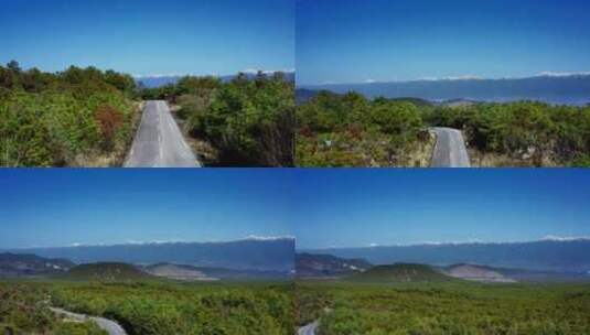 雪山脚下的腾冲火山森林公路高清在线视频素材下载