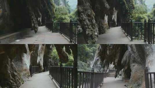 云南山区公园步行道怪石嶙峋的石头高清在线视频素材下载
