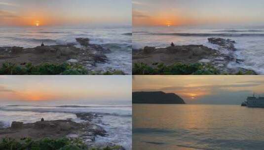 4K海边日落海滩夕阳高清在线视频素材下载