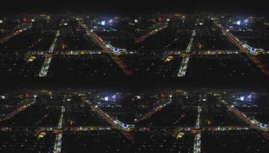 河北衡水城市夜景灯光航拍高清在线视频素材下载