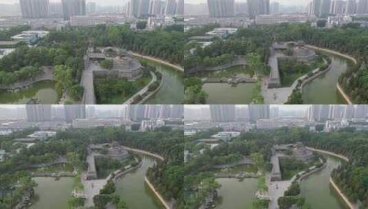 河北邯郸丛台公园4A景区航拍高清在线视频素材下载