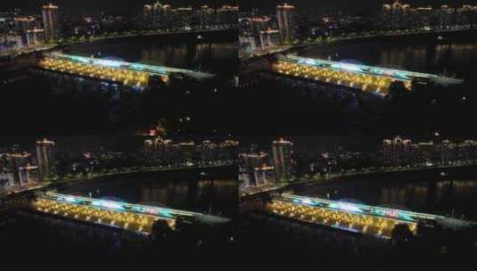 泉州晋江笋江大桥航拍夜景城市桥梁建筑风光高清在线视频素材下载